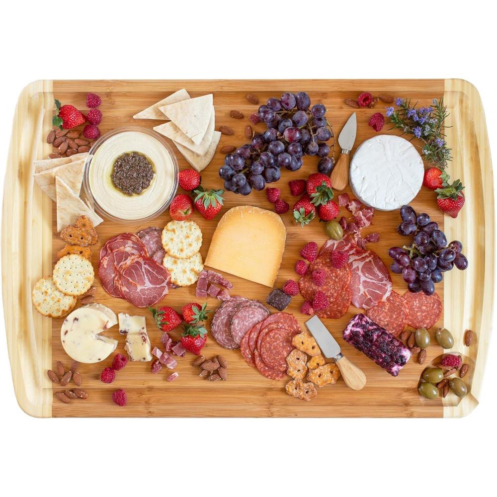 imageTotally Bamboo 36 x 24 Bamboo Wood XXL Cutting Board Stove Top Cover or Over the Sink Chopping Block Noodle Board and Giant Charcuterie Serving Tray30L x 20W