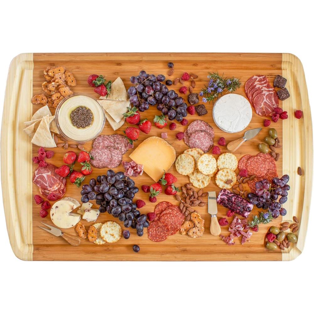 imageTotally Bamboo 36 x 24 Bamboo Wood XXL Cutting Board Stove Top Cover or Over the Sink Chopping Block Noodle Board and Giant Charcuterie Serving Tray36L x 24W