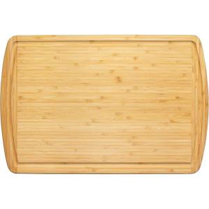 Totally Bamboo Malibu Bamboo Cutting Board with Juice Groove, 18″ x 12″, Natural(Vertical Grain)