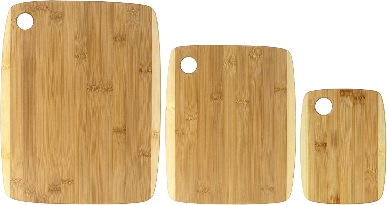imageTotally Bamboo 3Piece TwoTone Bamboo Cutting Board Set Reversible Kitchen Boards for Chopping amp Serving Cheese Meat Vegetables amp More