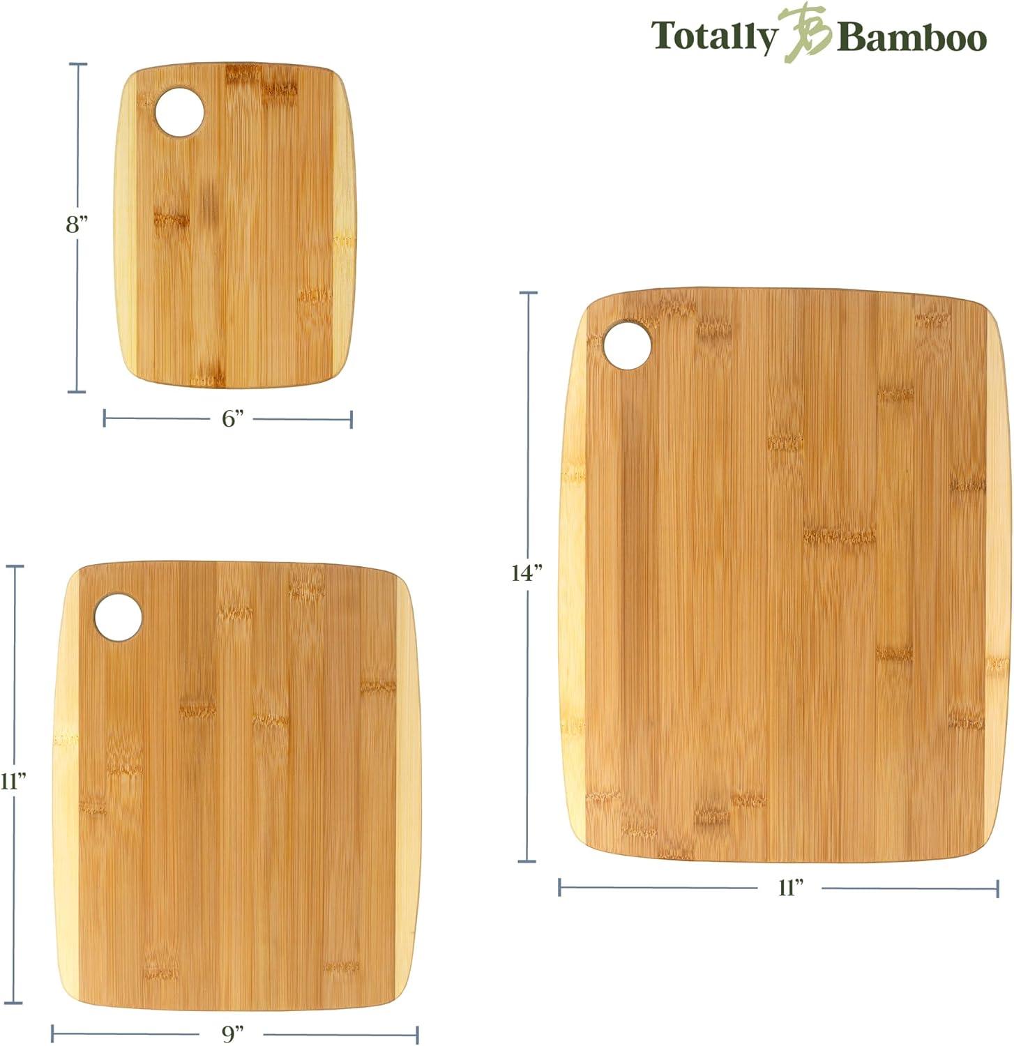 imageTotally Bamboo 3Piece TwoTone Bamboo Cutting Board Set Reversible Kitchen Boards for Chopping amp Serving Cheese Meat Vegetables amp More