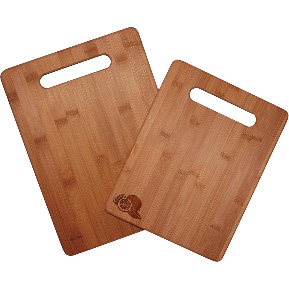 imageTotally Bamboo 2Piece Cutting Board Set 2 Assorted Sizes of Bamboo Wood Cutting Boards for KitchenLemon