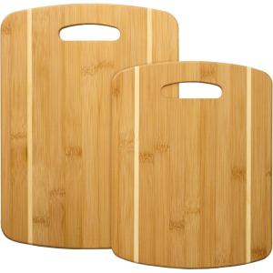 Totally Bamboo 2-Piece Cutting Board Set; 2 Assorted Sizes of Bamboo Wood Cutting Boards for Kitchen(13″ x 9-1/2″ and 11″ x 8-1/2″)