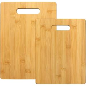 Totally Bamboo 2-Piece Cutting Board Set; 2 Assorted Sizes of Bamboo Wood Cutting Boards for Kitchen(Brown)