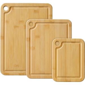 Totally Bamboo Cutting Boards for Kitchen with Juice Groove, Set of 3 – Bamboo Wood Cutting Board Set in Small, Medium & Large Sizes