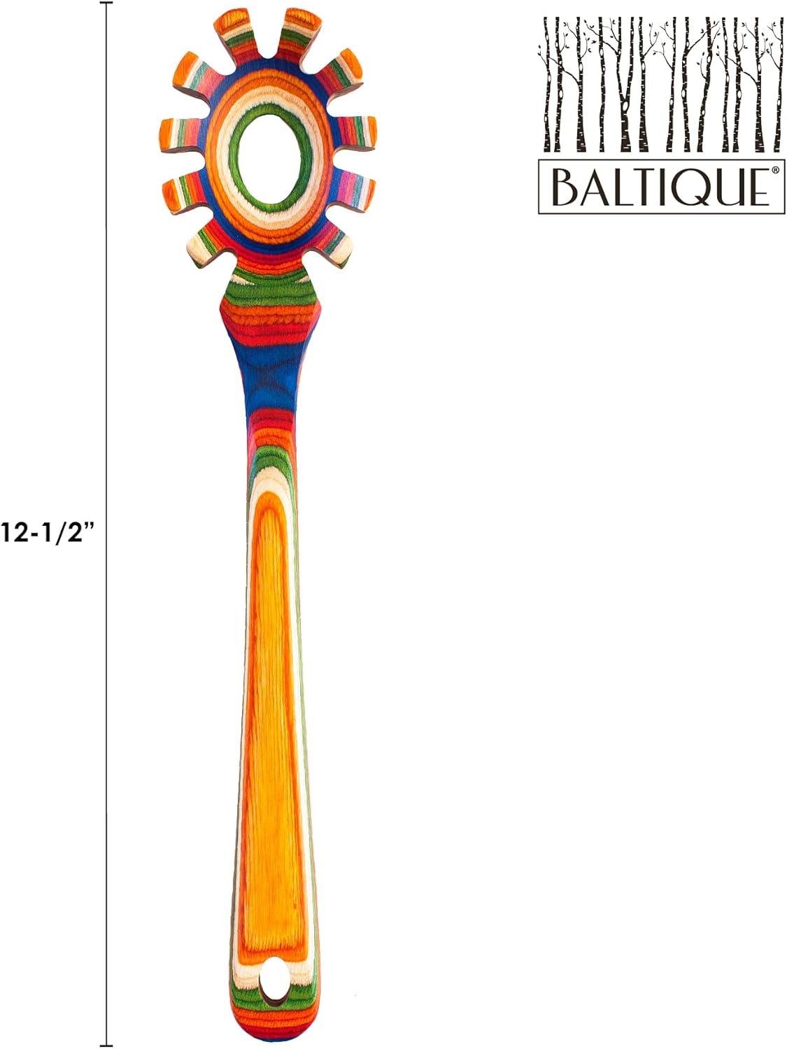 imageBaltique Mumbai Collection Wooden Spaghetti Spoon 125 Pasta Server with Teeth Colorful Birch Wood Utensil for Portioning Stirring amp Serving NoodlesMarrakesh