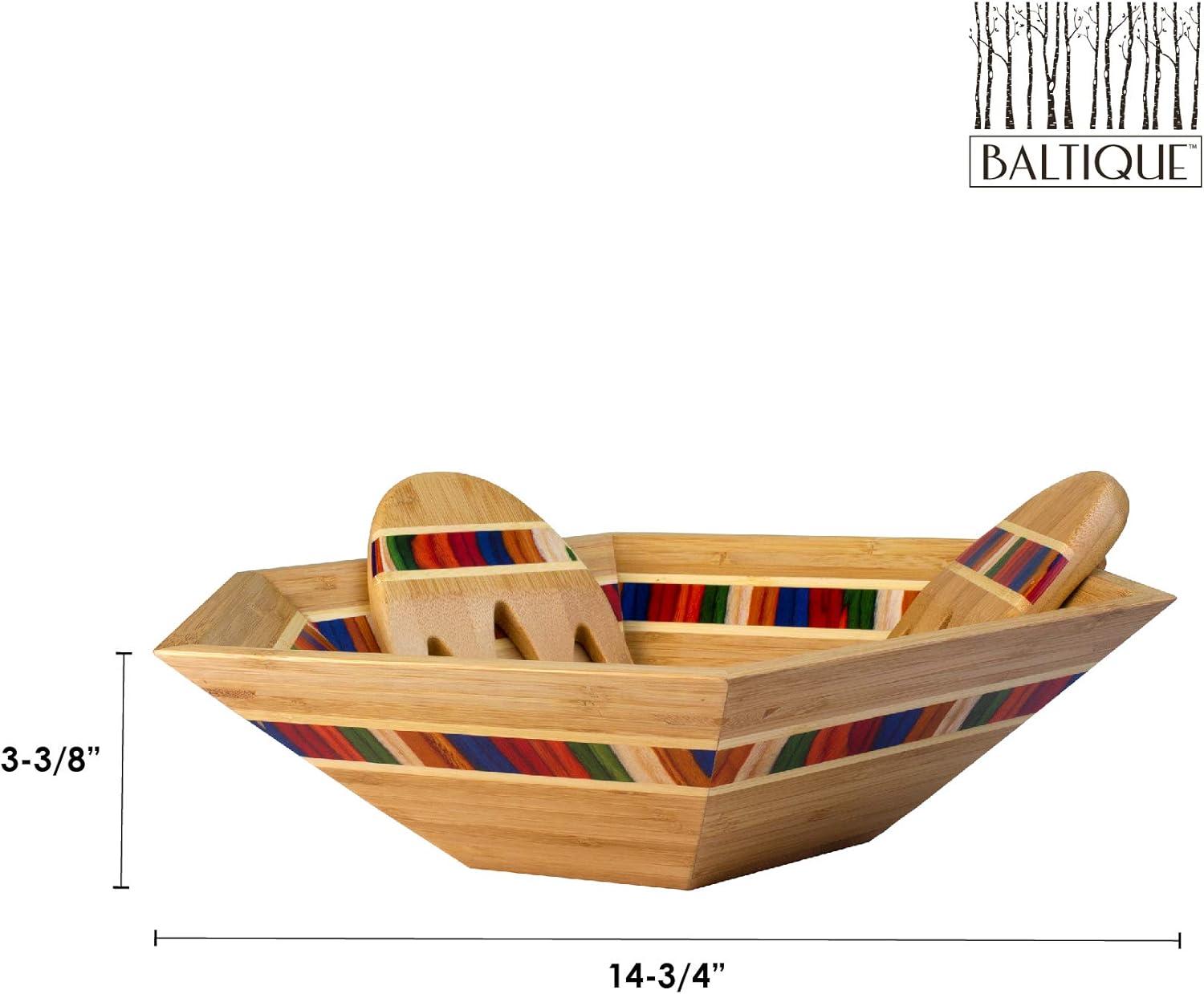 imageTotally Bamboo Baltique Marrakesh Collection 14 Salad Serving Bowl with Salad Hands Bamboo and Colored Birch WoodMarrakesh