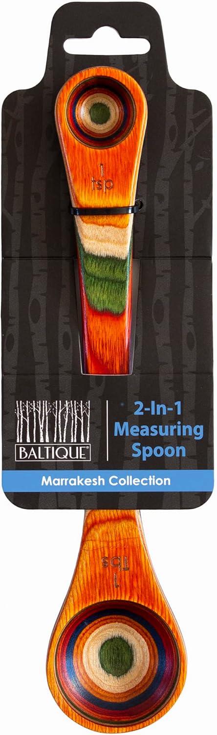 imageTotally Bamboo Baltique Marrakesh Collection 2 in 1 Wooden Measuring Spoon with Tablespoon and Teaspoon Measurements7 inches