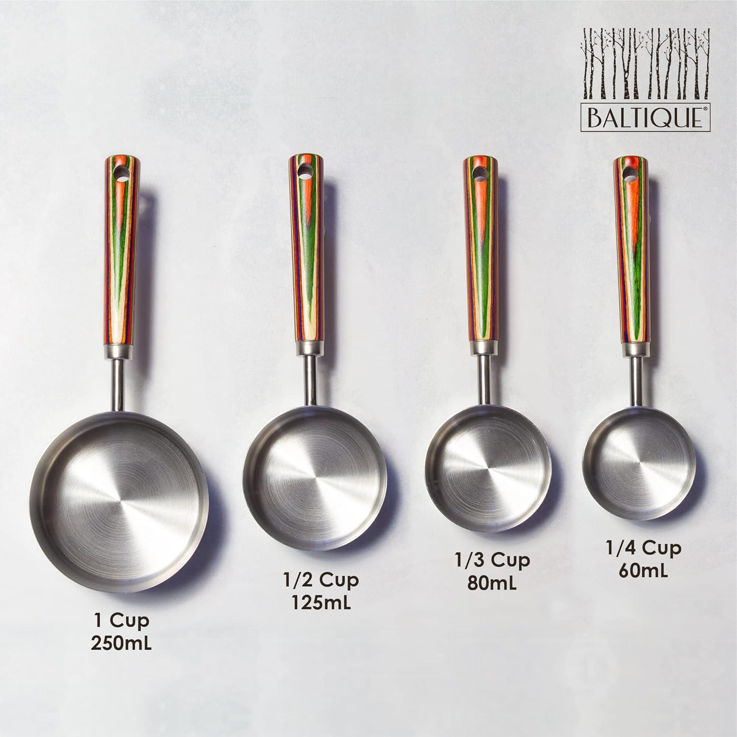 imageTotally Bamboo Baltique Marrakesh Collection 4Piece Measuring Spoon Set Includes 14 Teaspoon 12 Teaspoon 1 Teaspoon amp 1 Tablespoon Measurements Stainless Steel Spoons wWood Handle for CookingMeasuring Cup Set