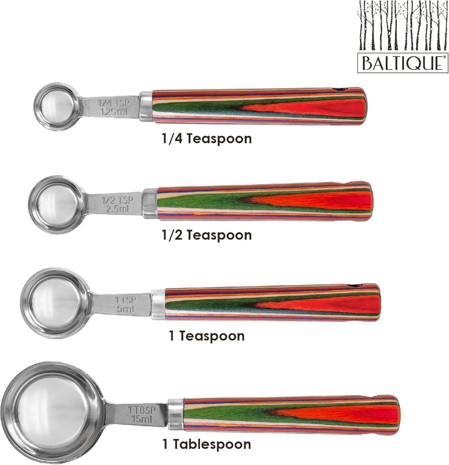 imageTotally Bamboo Baltique Marrakesh Collection 4Piece Measuring Spoon Set Includes 14 Teaspoon 12 Teaspoon 1 Teaspoon amp 1 Tablespoon Measurements Stainless Steel Spoons wWood Handle for CookingMeasuring Spoon Set