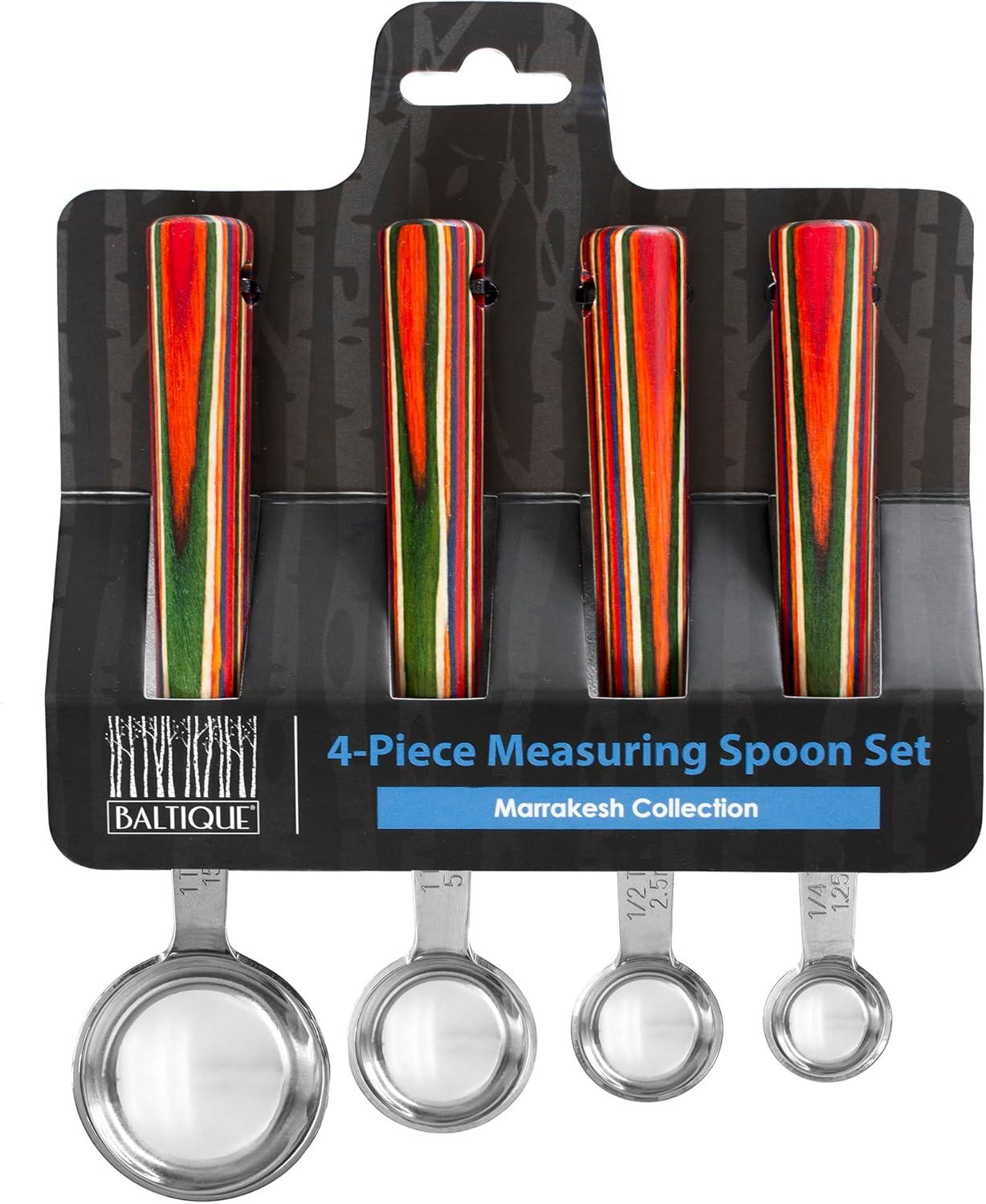 imageTotally Bamboo Baltique Marrakesh Collection 4Piece Measuring Spoon Set Includes 14 Teaspoon 12 Teaspoon 1 Teaspoon amp 1 Tablespoon Measurements Stainless Steel Spoons wWood Handle for CookingMeasuring Spoon Set