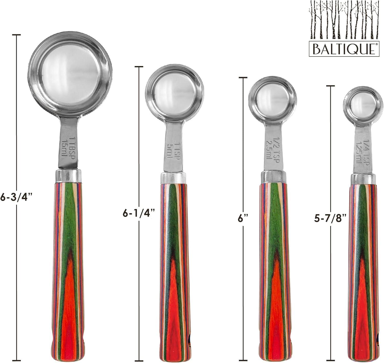imageTotally Bamboo Baltique Marrakesh Collection 4Piece Measuring Spoon Set Includes 14 Teaspoon 12 Teaspoon 1 Teaspoon amp 1 Tablespoon Measurements Stainless Steel Spoons wWood Handle for CookingMeasuring Spoon Set
