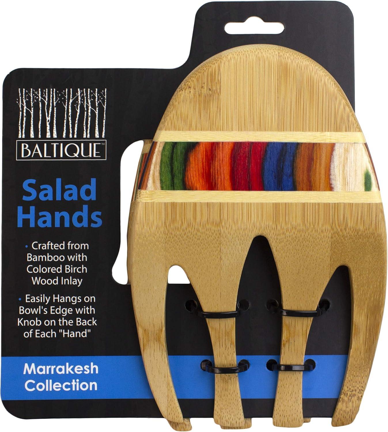 imageTotally Bamboo Baltique Marrakesh Collection Salad Hands Serving Utensils Bamboo and Colored Birch WoodSalad Hands