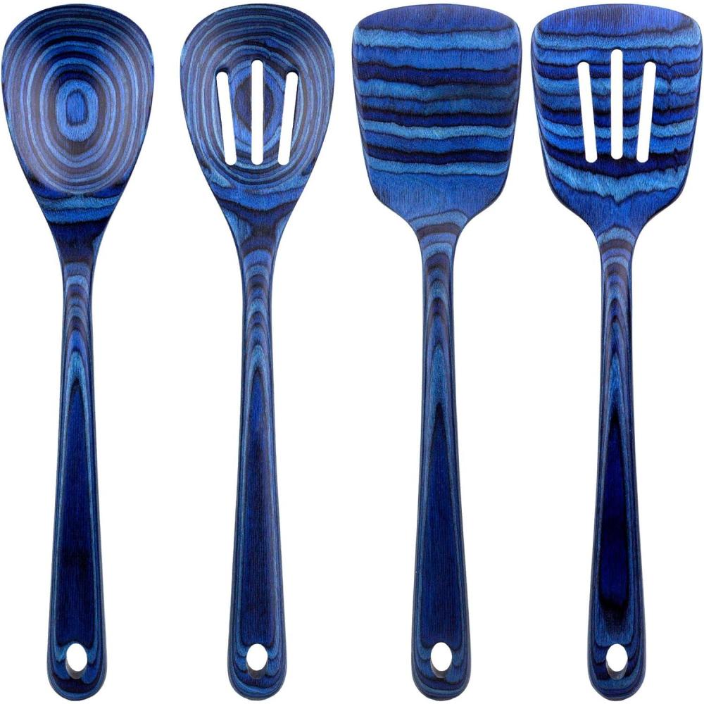 imageBaltique Malta Collection Cheese Spreader Knife in Colored Birch Wood4Pc Utensil Set