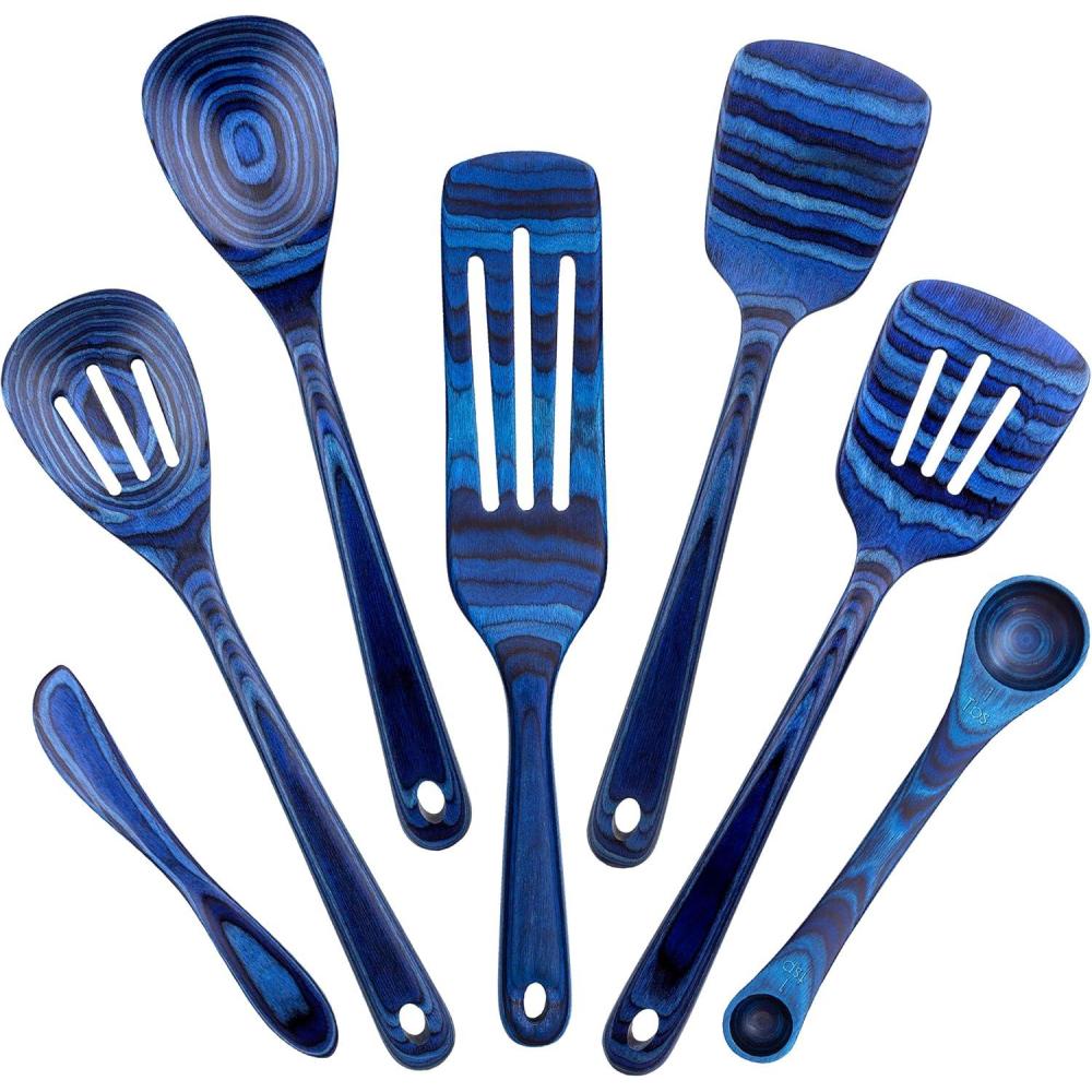 imageBaltique Malta Collection Cheese Spreader Knife in Colored Birch Wood7Pc Utensil Set