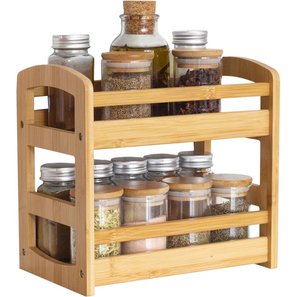 imageTotally Bamboo 2 Shelf Spice Caddy Organizer Rack for Kitchen Countertop or Cupboard