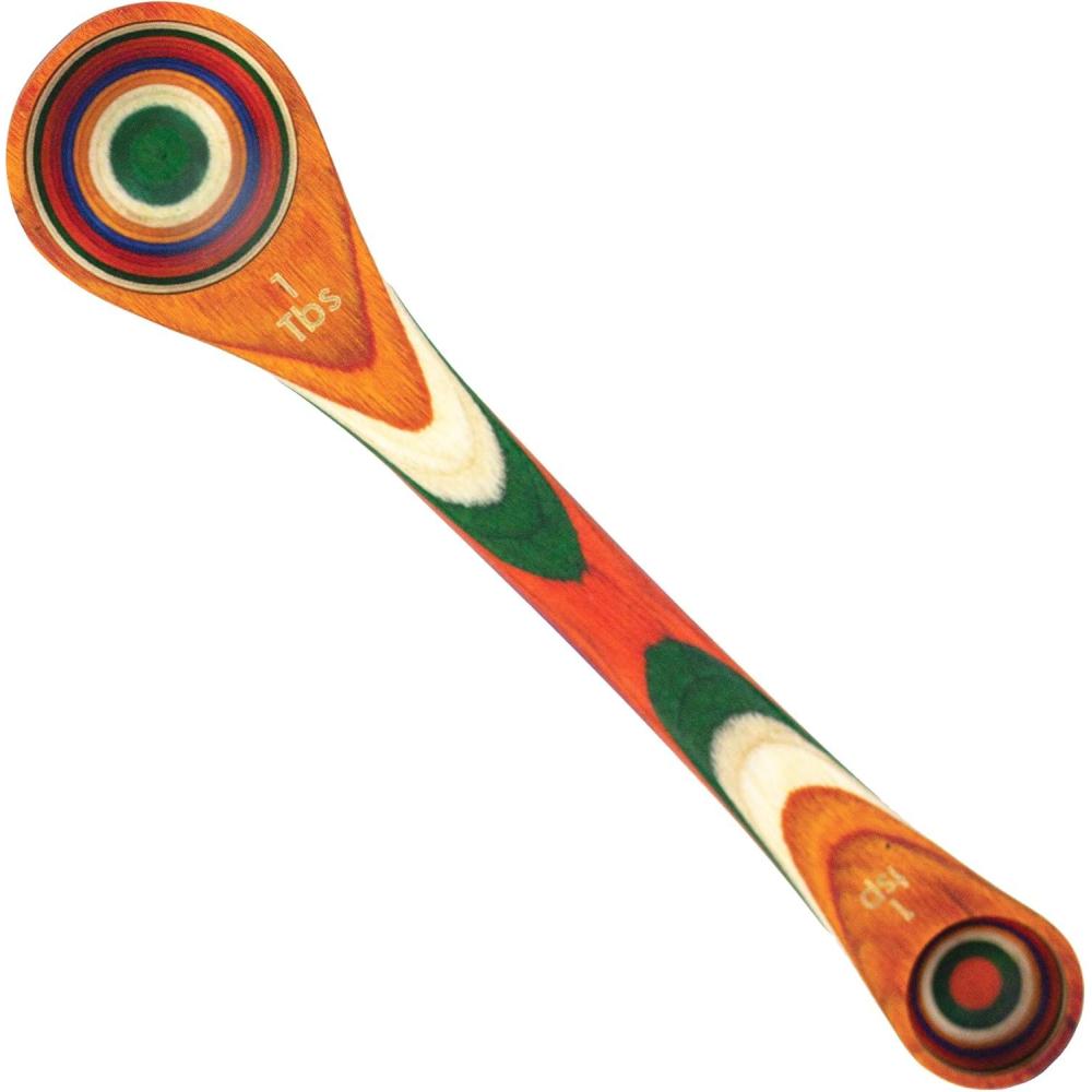 imageTotally Bamboo Baltique Marrakesh Collection 2 in 1 Wooden Measuring Spoon with Tablespoon and Teaspoon Measurements7 inches