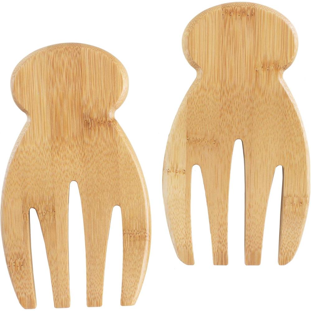 imageTotally Bamboo Baltique Marrakesh Collection Salad Hands Serving Utensil Set Colorful Wooden Salad ServersBamboo