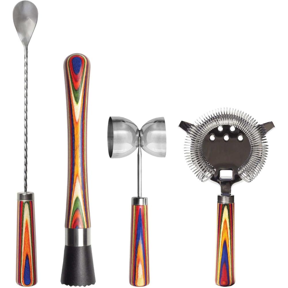 imageTotally Bamboo Baltique Marrakesh Collection Wine Bottle Stopper Multicolor LeakProof and Reusable Wine Saver Preserves Beverage Freshness4pc Bartending Kit