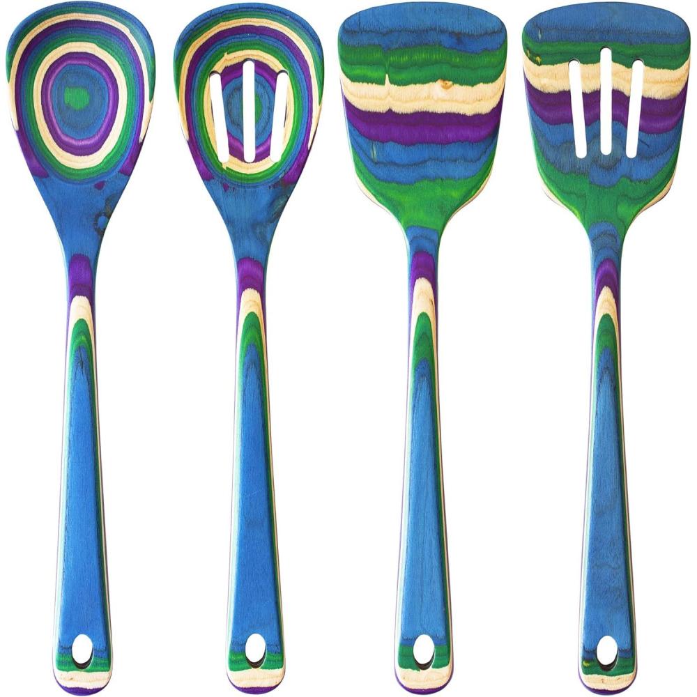 imageTotally Bamboo Baltique Mumbai Collection 2in1 Wooden Measuring Spoon with Tablespoon and Teaspoon Measurements4Pc Set