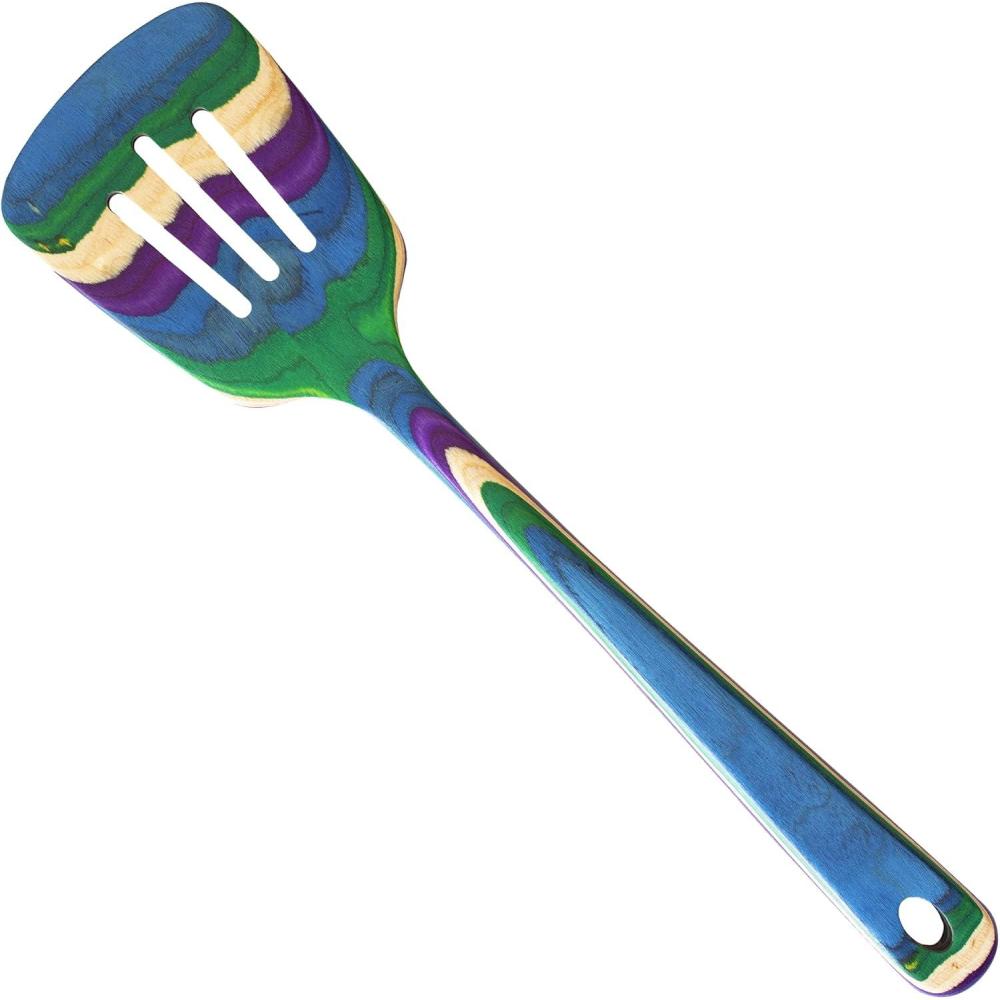 imageTotally Bamboo Baltique Mumbai Collection 2in1 Wooden Measuring Spoon with Tablespoon and Teaspoon MeasurementsSlotted Spatula