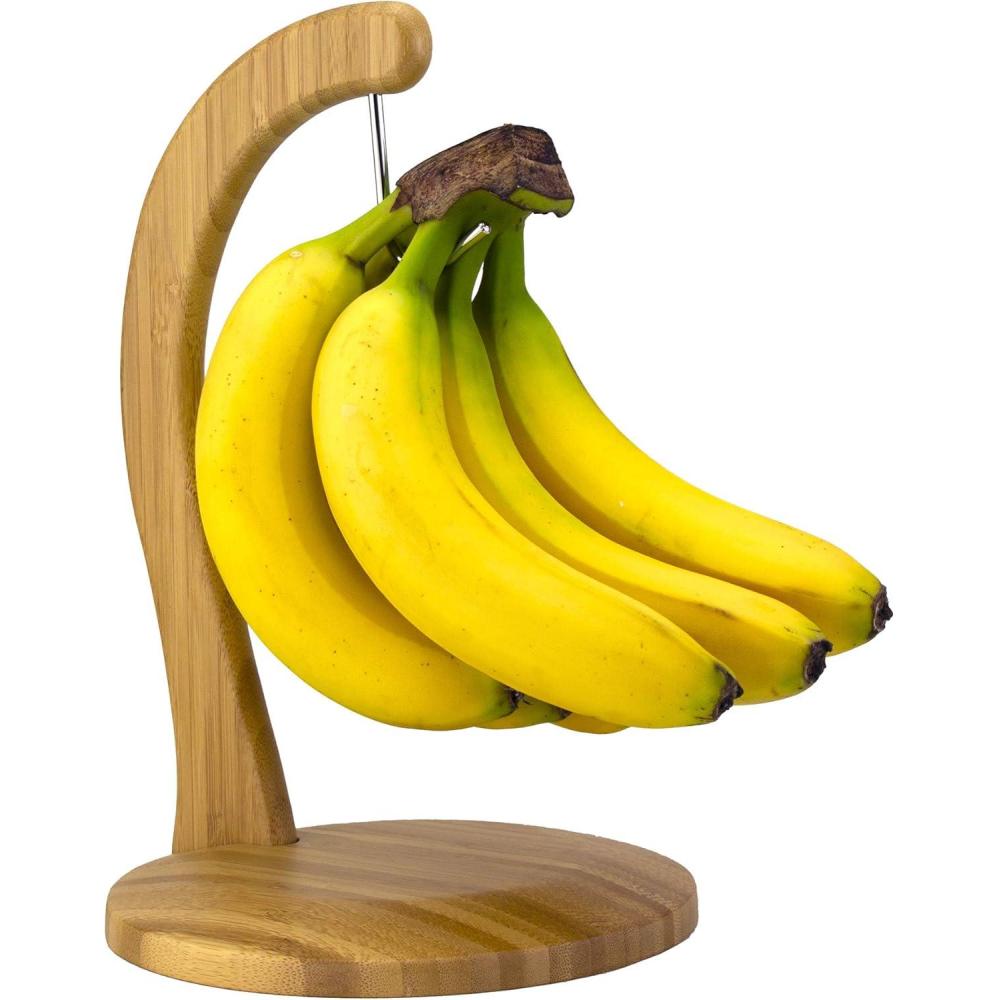 imageTotally Bamboo Banana Holder Wooden Banana Stand and Hanger for Countertop Fruit Storage Durable Bamboo Banana Hook for Even Ripening and Easy Access