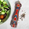 Baltique Marrakesh Pepper Grinder – 8 Inch Colorful Wooden Pepper Mill with Adjustable Stainless Steel Grinding Mechanism – Manual Wood Pepper Grinder for Kitchen or Table Use(Montego Bay)
