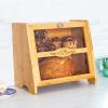 Totally Bamboo Double Layer Farmhouse Bread Box with Window for Kitchen Counter, Large Capacity Storage Container for Bread Loaves, Muffins, Bagels, Rolls and More