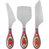 Totally Bamboo Baltique Marrakesh Collection 3-Piece Cheese Knife Set, Stainless Steel Cheese Knives with Colorful Wooden Handles for Charcuterie Boards