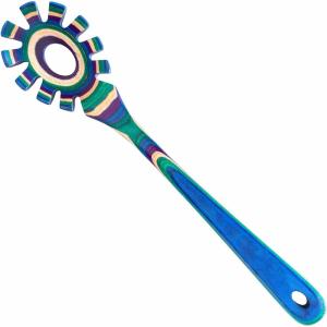 Baltique Mumbai Collection Wooden Spaghetti Spoon – 12.5″ Pasta Server with Teeth, Colorful Birch Wood Utensil for Portioning, Stirring & Serving Noodles(Mumbai)