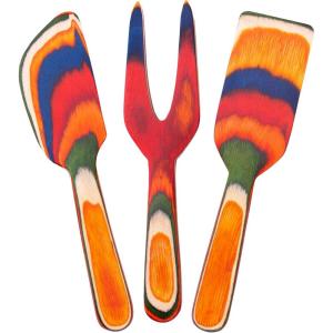 Totally Bamboo Baltique Marrakesh Collection 3 Piece Cheese & Charcuterie Tool Set, Colorful Wooden Cheese Knife Set(Marrakesh)