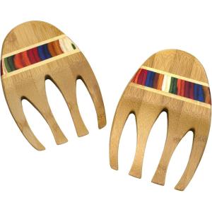 Totally Bamboo Baltique Marrakesh Collection Salad Hands Serving Utensils, Bamboo and Colored Birch Wood(Salad Hands)