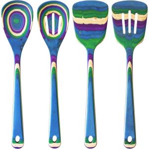 Totally Bamboo Baltique Mumbai Collection 2-in-1 Wooden Measuring Spoon with Tablespoon and Teaspoon Measurements(4-Pc. Set)