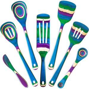 Totally Bamboo Baltique Mumbai Collection 2-in-1 Wooden Measuring Spoon with Tablespoon and Teaspoon Measurements(7-Pc. Set)