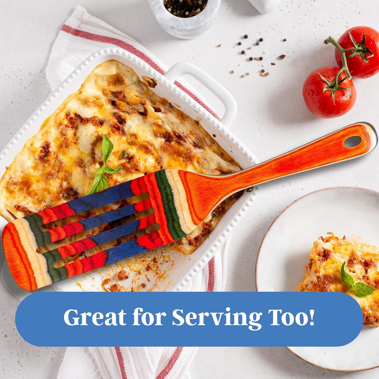 imageBaltique Marrakesh Collection 13 Wooden Spurtle Spatula Colorful Birch Wood Cooking Utensil Nonstick Safe Versatile Stirring amp Serving Tool