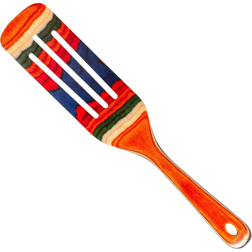 imageBaltique Marrakesh Collection 13 Wooden Spurtle Spatula Colorful Birch Wood Cooking Utensil Nonstick Safe Versatile Stirring amp Serving Tool