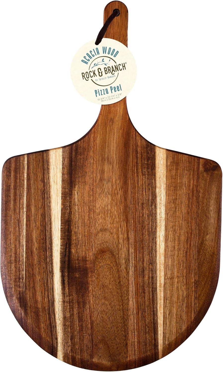 imageTotally Bamboo Rock amp Branch Acacia Wood Pizza Peel 1375 Inch Wooden Pizza Paddle with Handle Great for the Oven and Grill