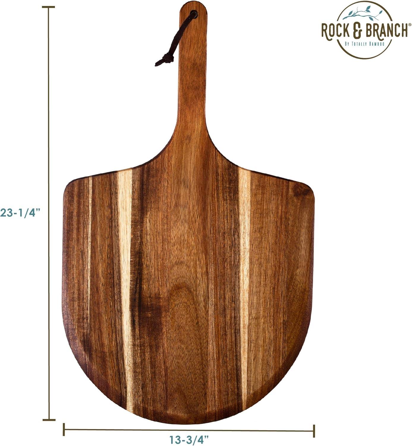 imageTotally Bamboo Rock amp Branch Acacia Wood Pizza Peel 1375 Inch Wooden Pizza Paddle with Handle Great for the Oven and Grill