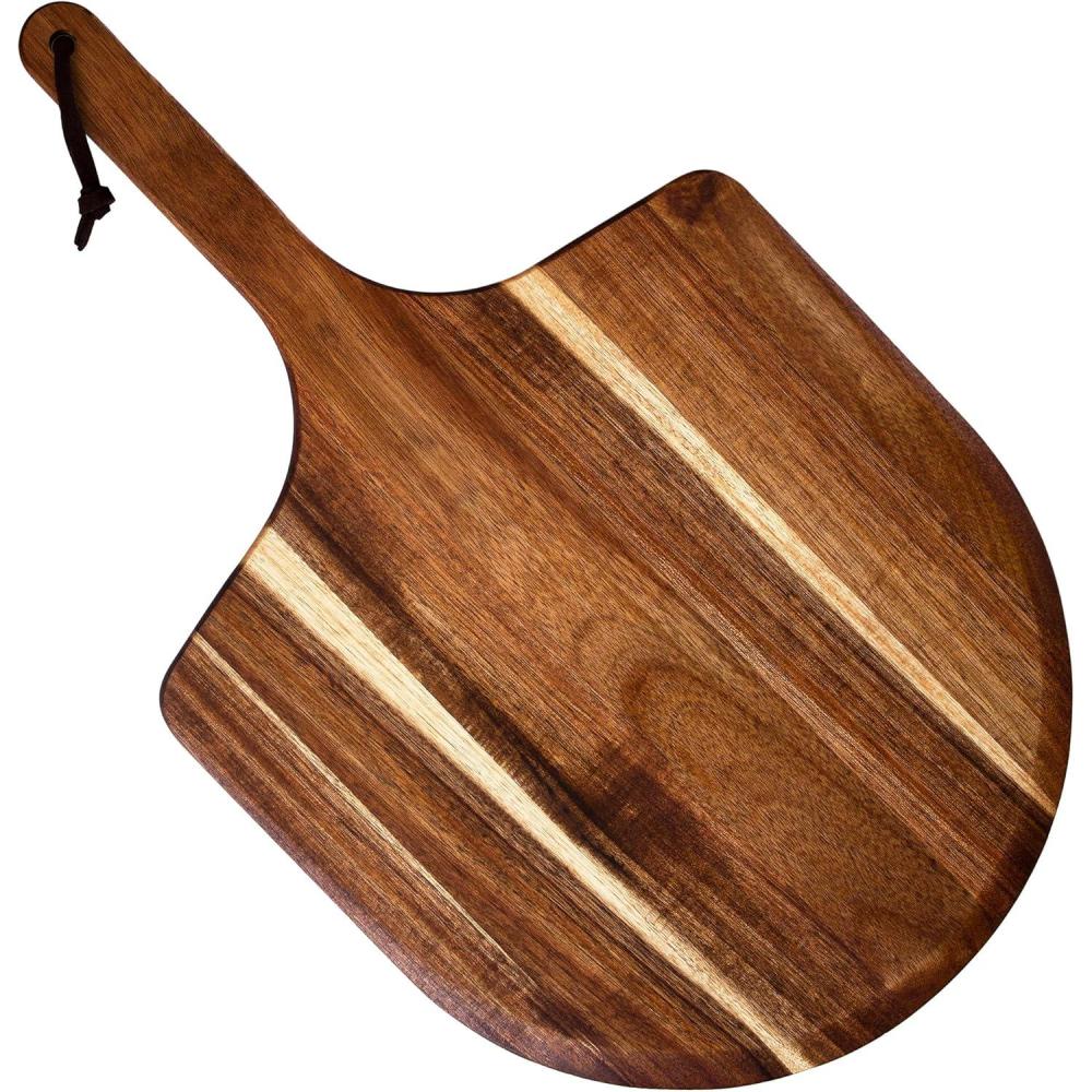 imageTotally Bamboo Rock amp Branch Acacia Wood Pizza Peel 1375 Inch Wooden Pizza Paddle with Handle Great for the Oven and Grill