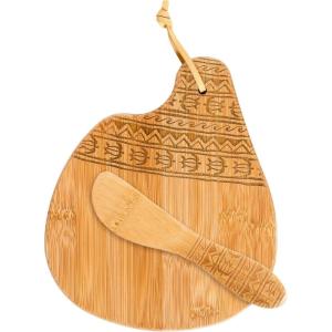 Totally Bamboo Tonga Serving Board and Spreader Set, 7-1/2″ x 8-1/2″