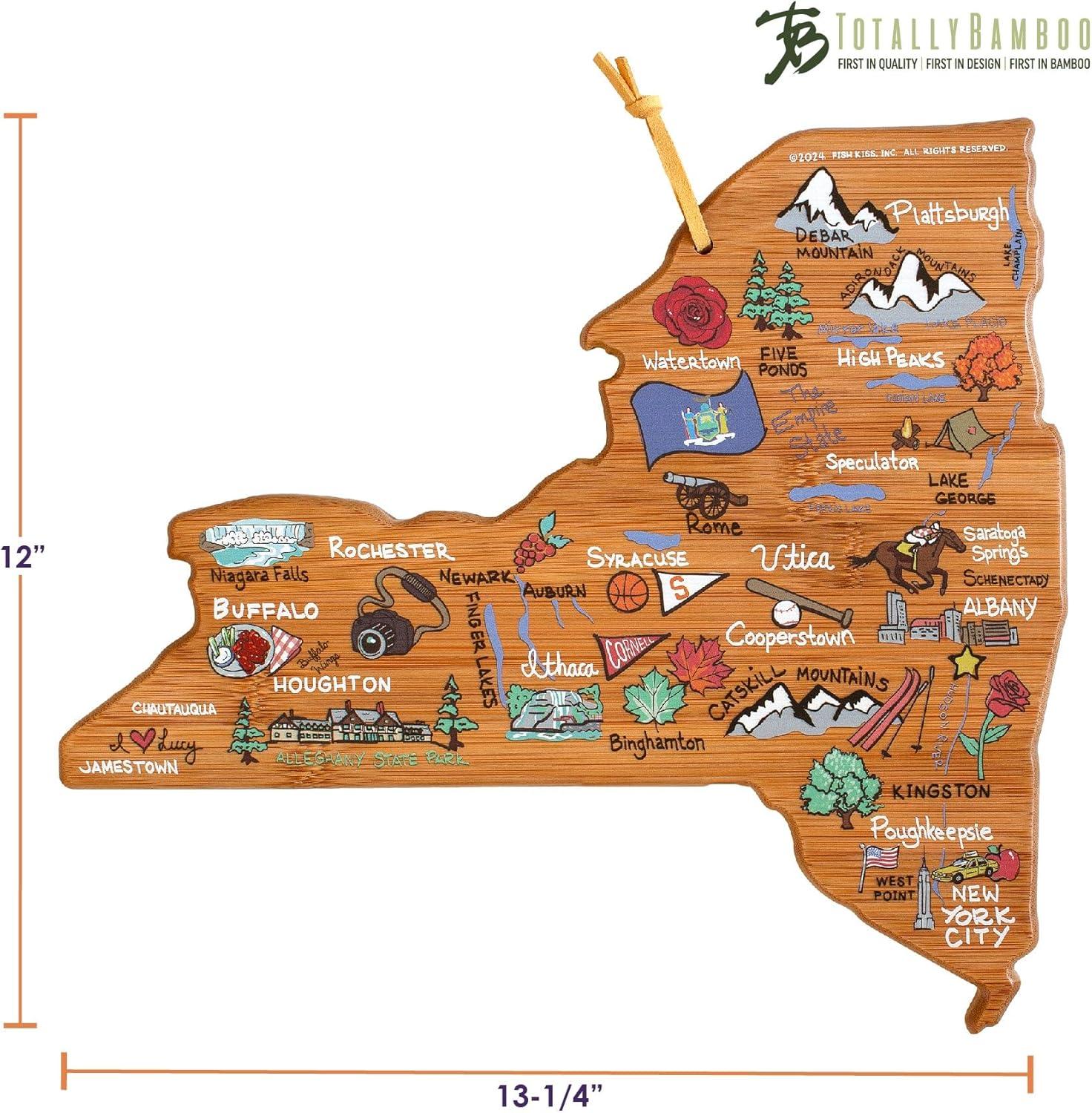 imageTotally Bamboo Arizona State Shaped Cutting Board and Charcuterie Serving Platter with Artwork by Fish Kiss Includes Hang Tie for Wall DisplayNew York