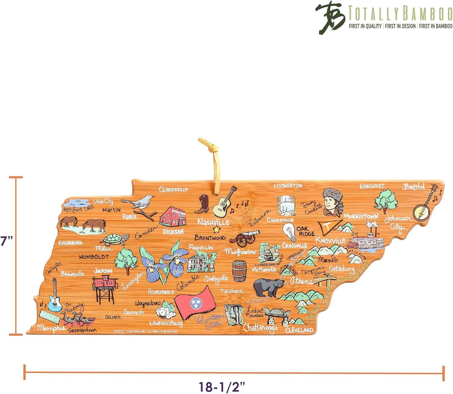 imageTotally Bamboo Arizona State Shaped Cutting Board and Charcuterie Serving Platter with Artwork by Fish Kiss Includes Hang Tie for Wall DisplayTennessee