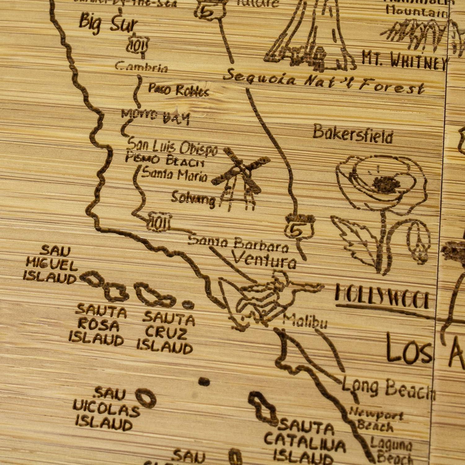 imageTotally Bamboo California State Puzzle 4 Piece Bamboo Coaster Set with CaseCalifornia