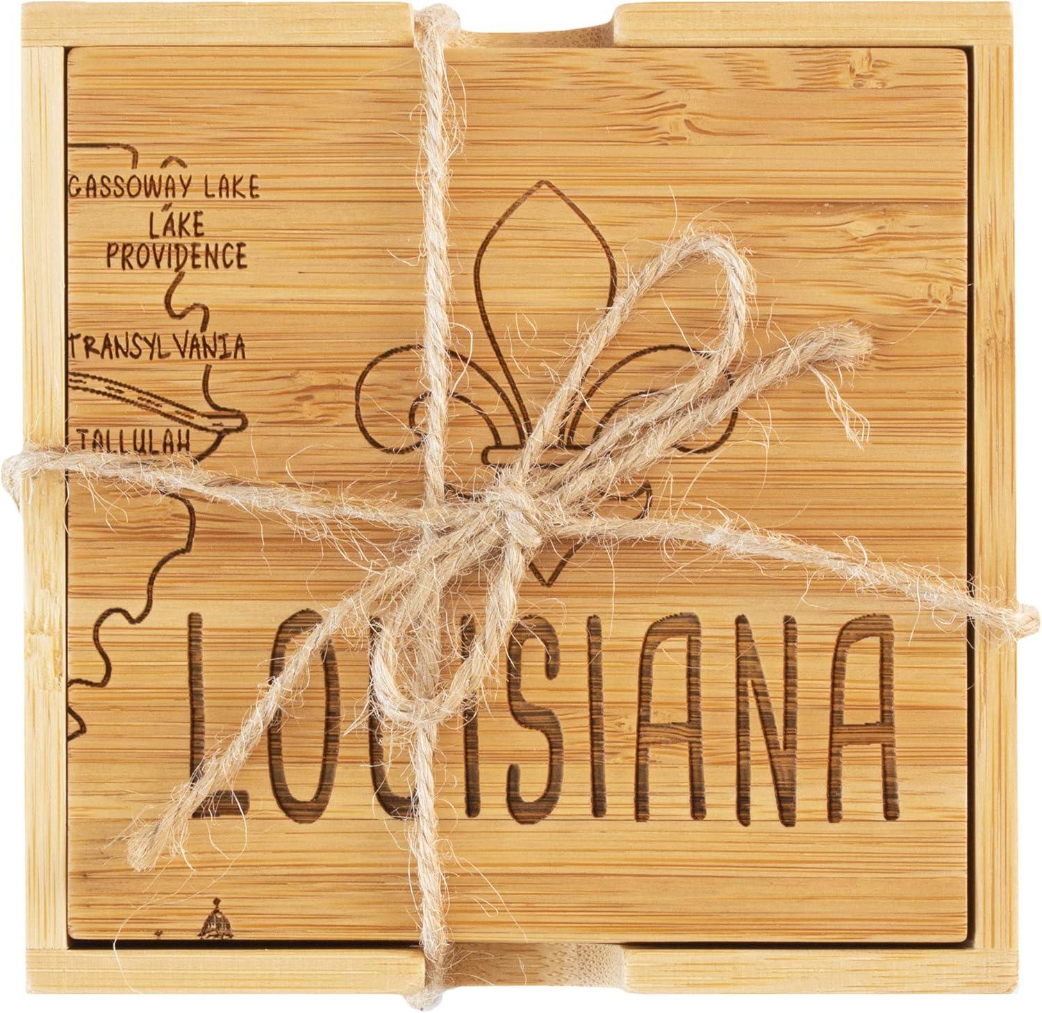 imageTotally Bamboo California State Puzzle 4 Piece Bamboo Coaster Set with CaseLouisiana