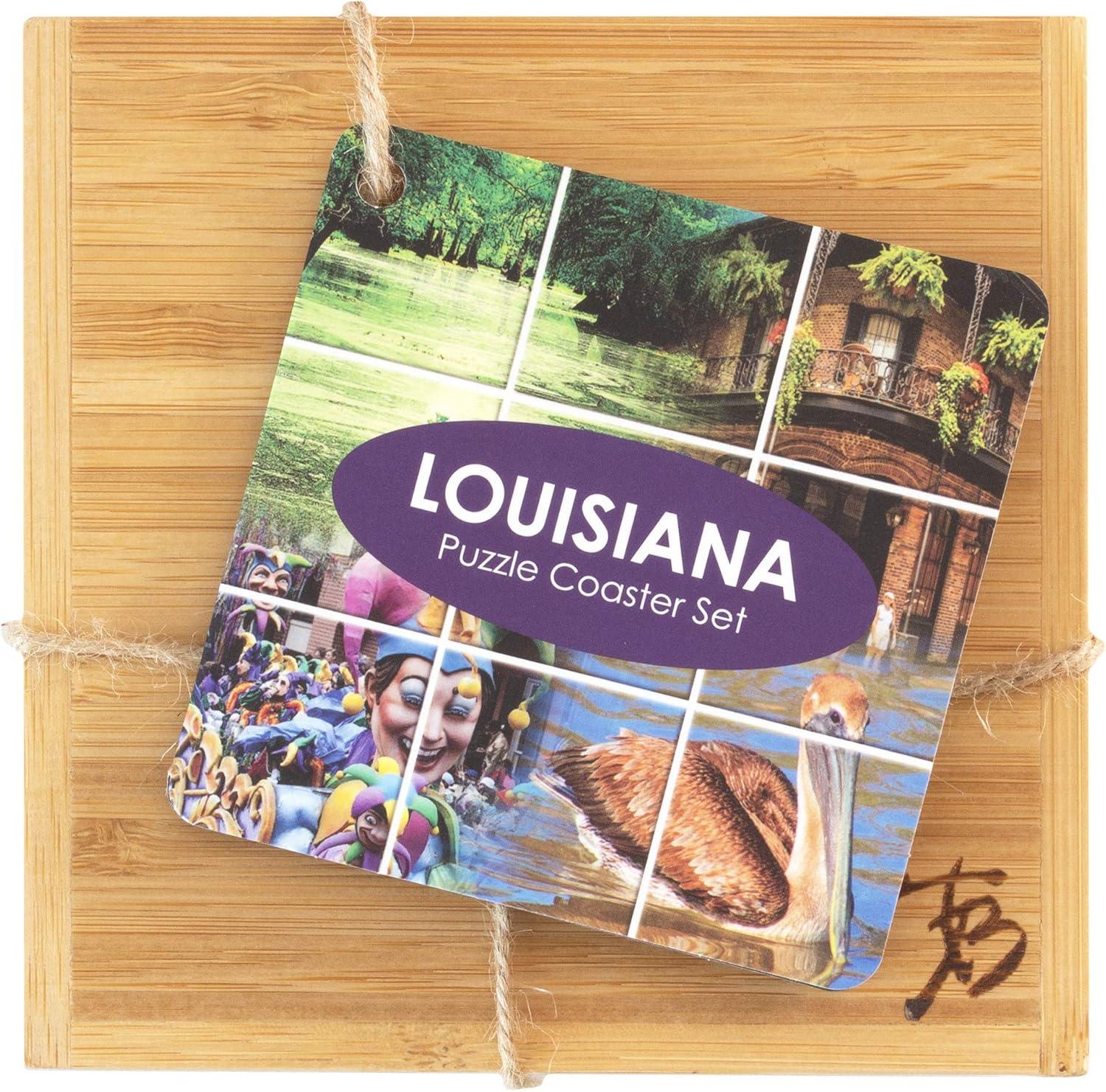 imageTotally Bamboo California State Puzzle 4 Piece Bamboo Coaster Set with CaseLouisiana