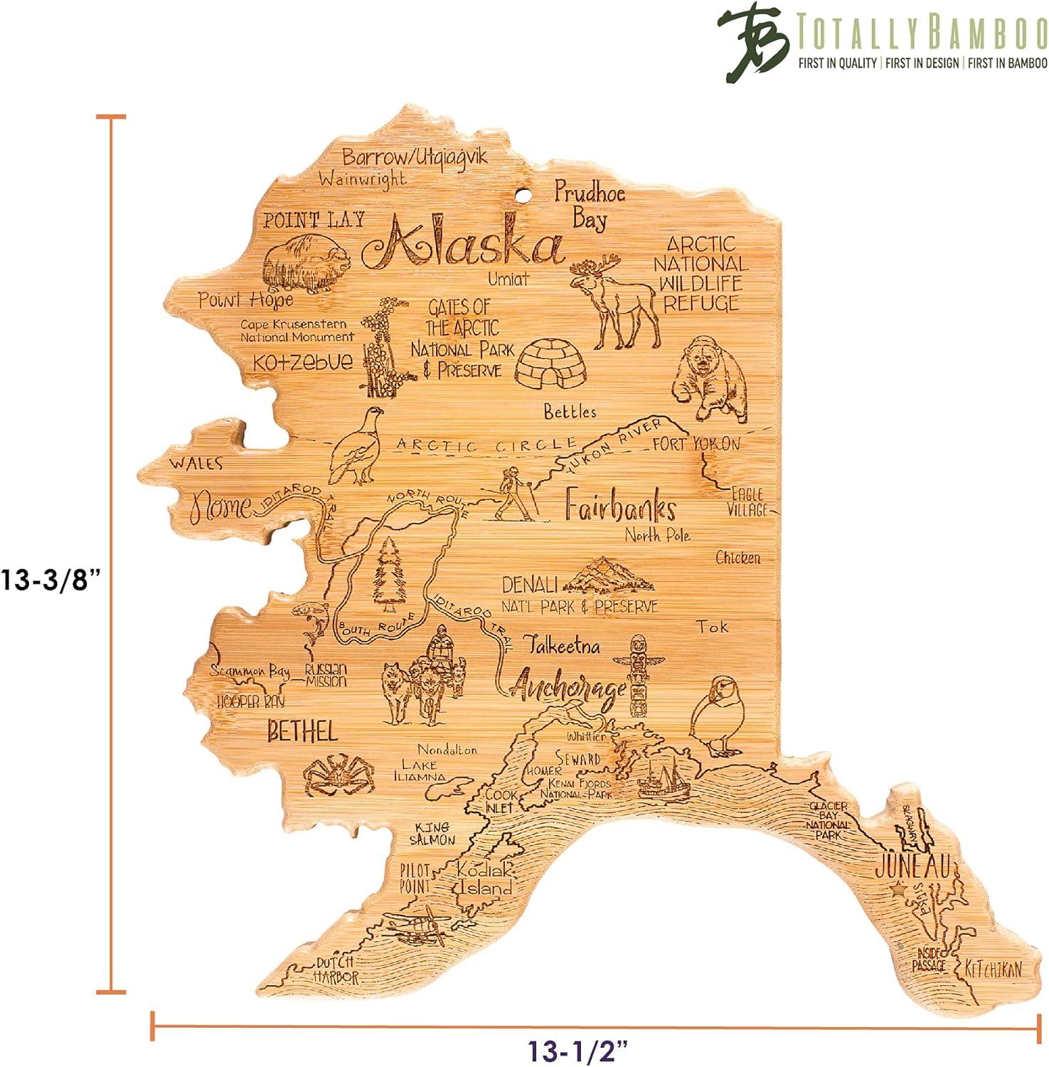 imageTotally Bamboo Destination Alaska State Shaped Serving and Cutting Board Includes Hang Tie for Wall Display