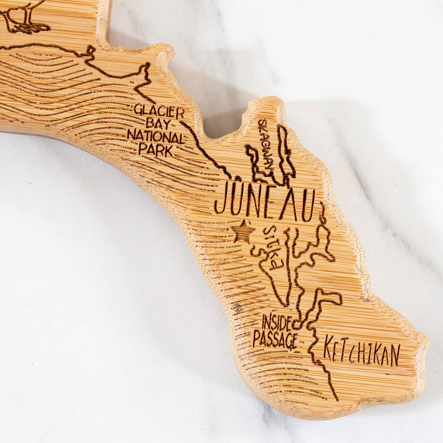 imageTotally Bamboo Destination Alaska State Shaped Serving and Cutting Board Includes Hang Tie for Wall Display