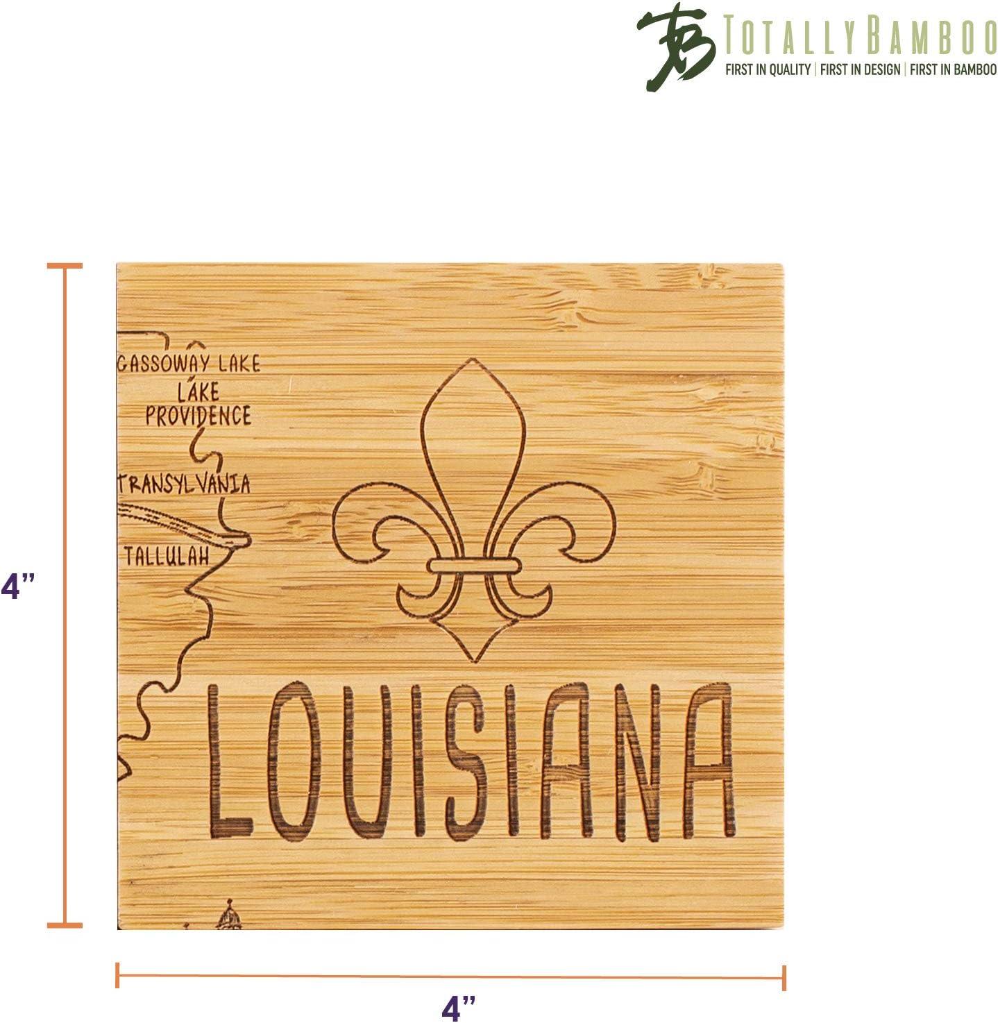 imageTotally Bamboo Louisiana State Puzzle 4 Piece Bamboo Coaster Set with CaseLouisiana