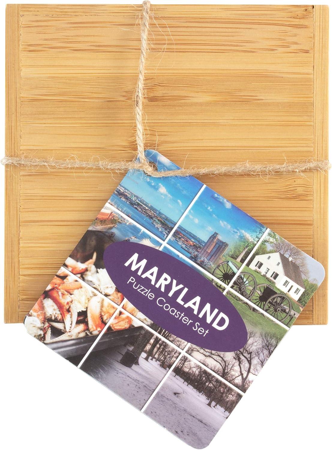 imageTotally Bamboo Louisiana State Puzzle 4 Piece Bamboo Coaster Set with CaseMaryland