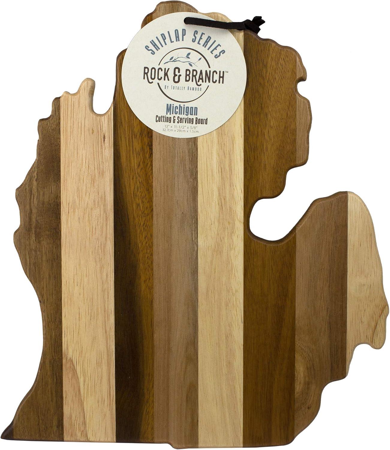 imageTotally Bamboo Rock amp Branch Series Shiplap Oklahoma State Shaped Wood Serving and Cutting Board Great for Wall Art 1634 x 9 x 58Michigan